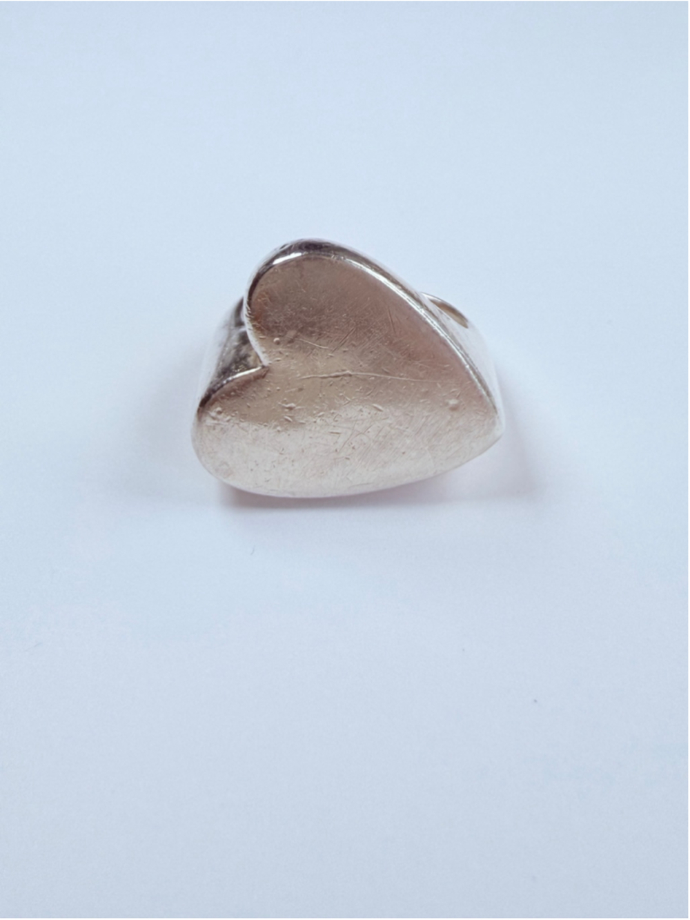 Modernist Laying Heart Love 925 Sterling Silver VTG Asymmetrical Unique Ring